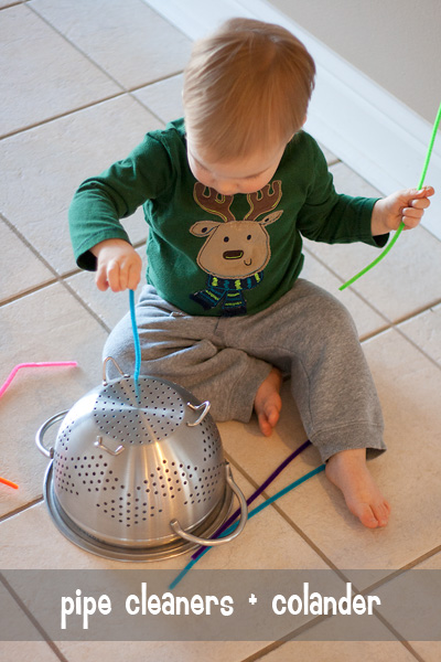 busy toddler: pipe cleaners + colander